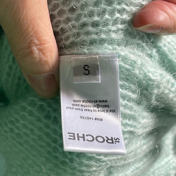 ST. ROCHE Mint Pastel Open Knit 'Whisper' Cardigan {$345} Mohair Cable Stitch Sm - Picture 6 of 9